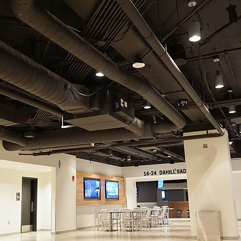 AT&T Center — concourse with exposed MEP systems